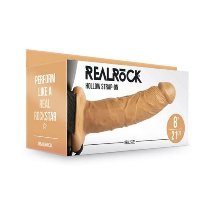 Realrock Hollow Strap-on Without Balls 8 In. Caramel | SexToy.com