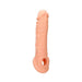 Realrock 8-inch flesh-tone penis sleeve with textured surface and strap ring for secure fit.