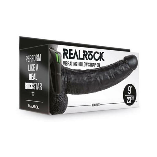 Realrock Vibrating Hollow Strap-on With Balls 9 In. Chocolate | SexToy.com