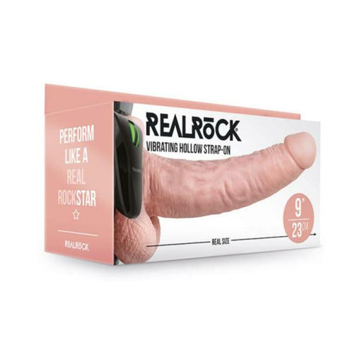 Realrock Vibrating Hollow Strap-on With Balls 9 In. Vanilla | SexToy.com