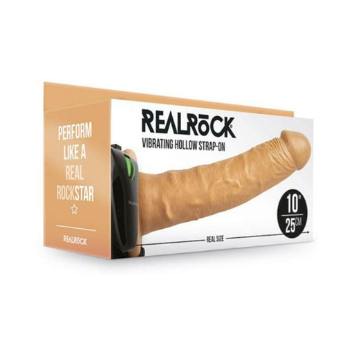 Realrock Vibrating Hollow Strap-on Without Balls 10 In. Caramel | SexToy.com