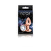 Rose gold small aluminum anal plug with clear gem base in black Rear Assets packaging box