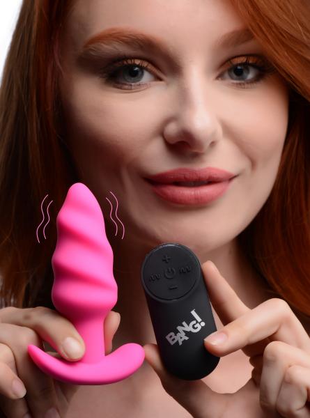 Remote Control 21x Vibrating Silicone Swirl Butt Plug - Pink | SexToy.com