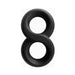 Black silicone dual-ring shaped like an infinity symbol for enhanced erection strength and stamina.