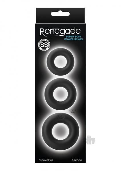 Renegade Super Soft Power Rings 3pk Blk | SexToy.com