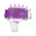 Clear and purple textured vibrating pleasure ring with adjustable band and multiple stimulation nubs.