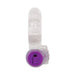 Clear and purple vibrating pleasure ring with textured stimulator and adjustable switch.