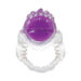 Clear and purple textured vibrating pleasure ring with a flexible band for enhanced intimate stimulation.