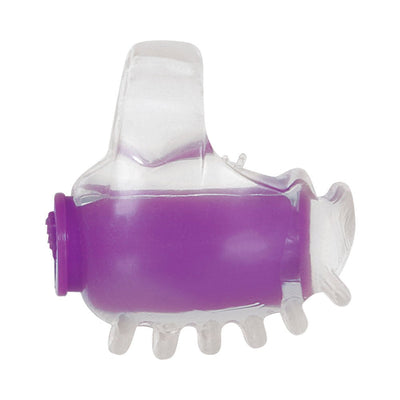 Clear and purple textured vibrating pleasure ring designed for enhanced intimate stimulation.
