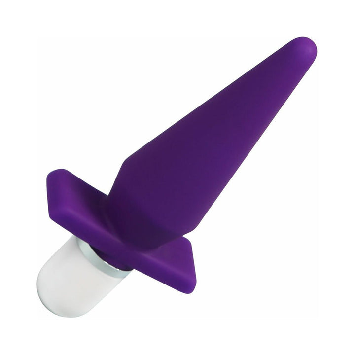 VeDO Rio Anal Vibe in indigo purple with tapered silicone design and white base control button.