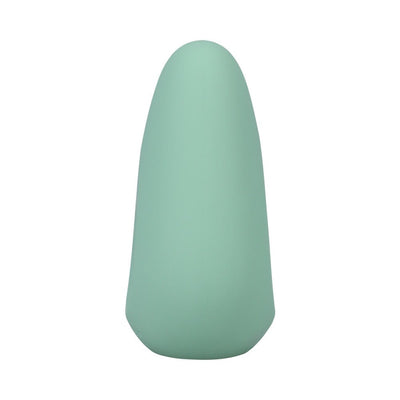Mint green rechargeable silicone clitoral vibrator with smooth, tapered design.