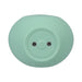 Mint green rechargeable silicone clitoral vibrator with power button and magnetic charging ports.