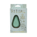 Mint green Ritual Chi rechargeable silicone clitoral vibrator in decorative light blue and gold packaging.
