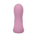 Pink silicone bullet vibrator with smooth, curved design and compact size for discreet use.