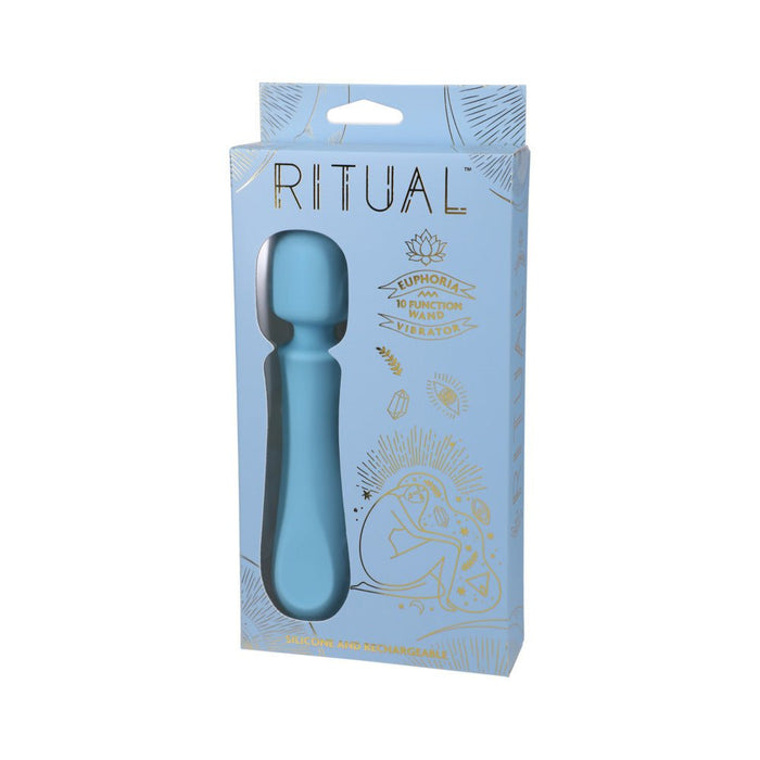 Ritual Euphoria Rechargeable Silicone Wand Vibe Blue - SexToy.com