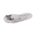 White USB magnetic charging cable coiled on a white background for rechargeable devices.