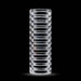 Clear ribbed textured stroker sleeve with glowing effect on black background.