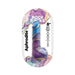 8-inch Rock Cocks Aphrodite marble-effect silicone dildo in purple and blue with gold accents, packaged with product details.