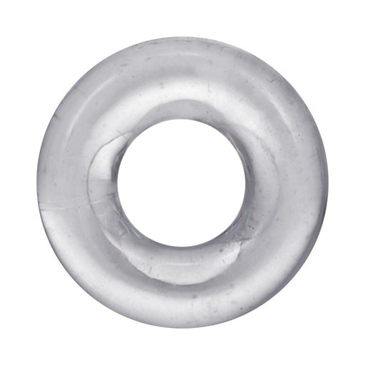 Clear flexible donut-shaped ring with smooth surface designed for comfort and durability.