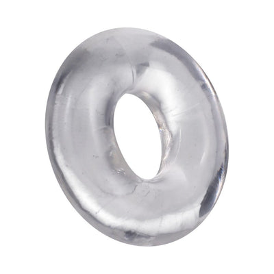 Clear flexible donut-shaped ring with smooth surface designed for comfort and durability.