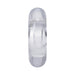 Clear flexible donut-shaped cock ring displayed on a white background