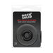 Rock Solid 2x black donut-shaped cock rings in clear clamshell packaging with product branding and features.
