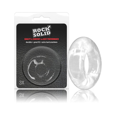 Clear Rock Solid 3x Donut C Ring displayed in clamshell packaging with black and red branding details.