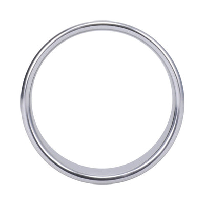Silver brushed aluminum ring with a smooth, seamless finish and extra-large 2-inch diameter.