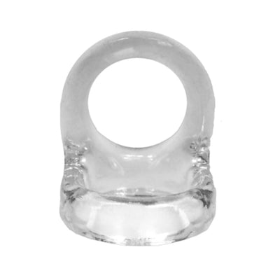 Clear flexible cock ring with a supportive base designed to enhance performance and endurance.