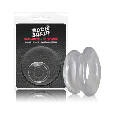 Clear flexible convex C ring with packaging labeled Rock Solid for comfort and performance enhancement.