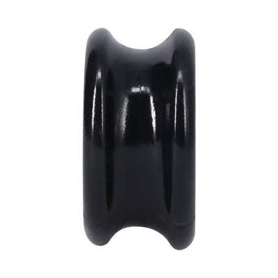 Black convex C-shaped stretchy ring with smooth, glossy finish shown against a white background.