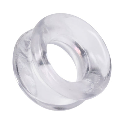 Clear flexible convex C-shaped ring designed for comfort and support, made from non-toxic TPE material.