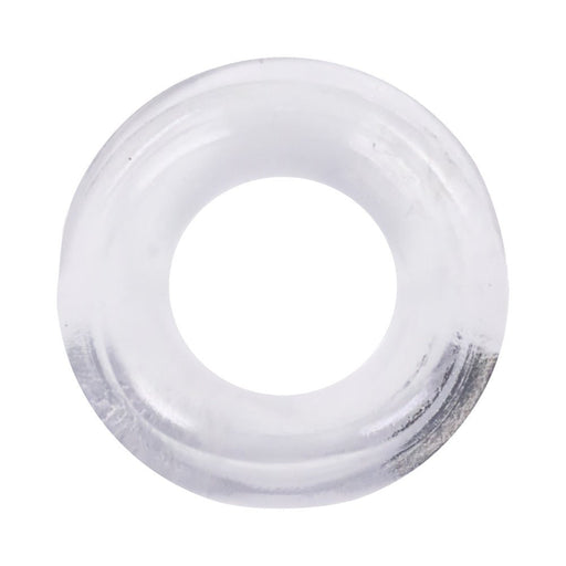 Clear flexible convex ring designed for comfort and performance enhancement in a compact clamshell shape.