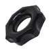 Black flexible stretchy ring with ridged, gear-like edges and a smooth inner band.