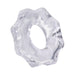 Clear flexible ring with ridged, gear-like edges for a comfortable, stretchy fit.