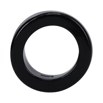 Black flexible cock ring with smooth, glossy finish designed for comfort and enhanced performance.