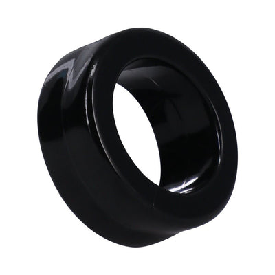 Black glossy flexible ring with a smooth surface designed for comfortable wear and enhanced performance.