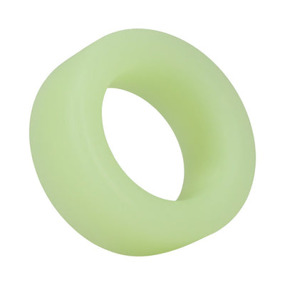 Glow-in-the-dark soft green silicone cylinder-shaped comfort ring with smooth finish