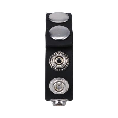 Black adjustable Silaflex strap with five silver metal snap buttons for customizable fit.