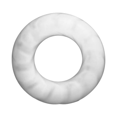 White soft silicone ring with a smooth, slightly textured surface designed for comfort and stretch.