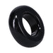Black glossy donut-shaped stretchy C-ring made from body-safe TPE material.