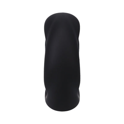 Black soft silicone cock ring with a smooth, contoured design for enhanced comfort and stimulation.
