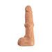 Realistic flesh-toned dildo with textured shaft and suction cup base for hands-free use.