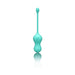 Light teal ROMP Cello rechargeable silicone G-spot vibrator with a slender handle and rounded tip, shown on white background.