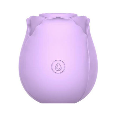 Lavender rose-shaped silicone suction stimulator with ergonomic design and single button control.