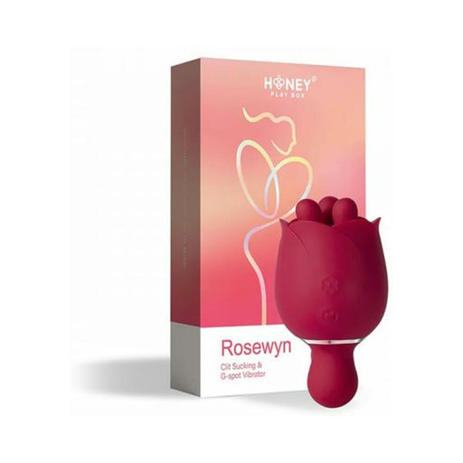 Rosewyn Rotating Rose Vibrator And Pinpoint Stimulator Red - SexToy.com