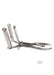 Stainless steel 3 prong Mathieu speculum with sprung handle and locking screw for controlled adjustment.