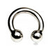 Stainless steel horseshoe-shaped ring with two smooth rounded ends, polished finish, 1.96 inches wide.