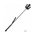 Black riding crop with a leather-wrapped handle and a devil trident-shaped tip.