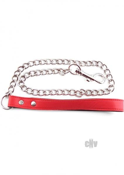 Rouge Leather Handle Chain Lead Leash Red | SexToy.com